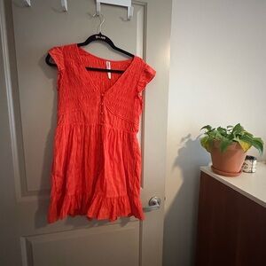 Anthropologie Vibrant Red Textured Dress